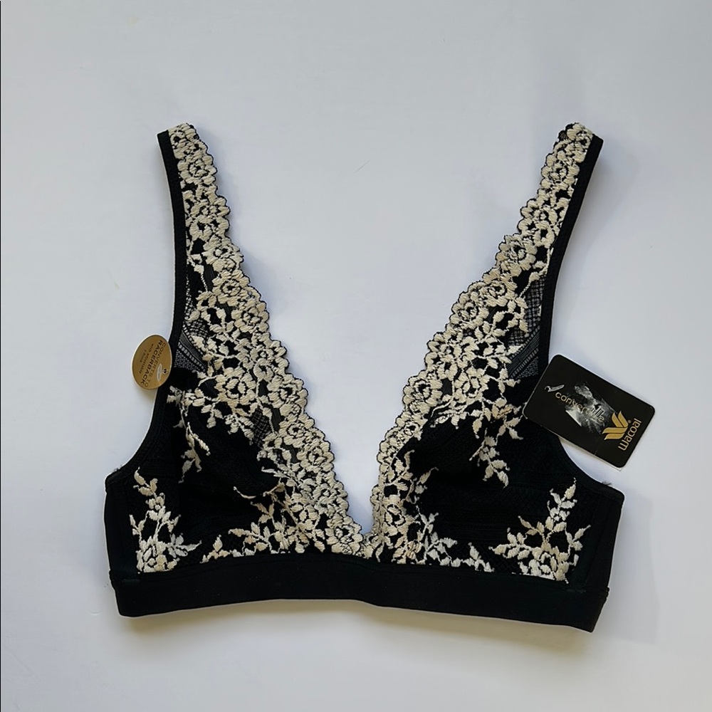 Wacoal Black and Cream Lace Bra Intimates